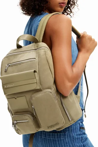 L canvas pockets backpack - GREEN - U