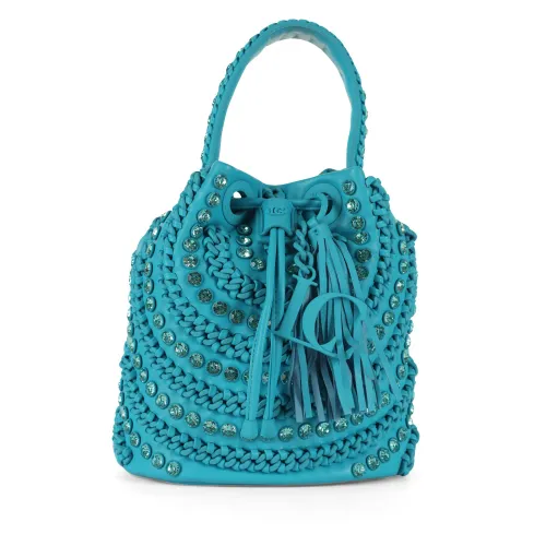 La Carrie , Andromeda Bucket Bag with Stones ,Blue female, Sizes: ONE SIZE