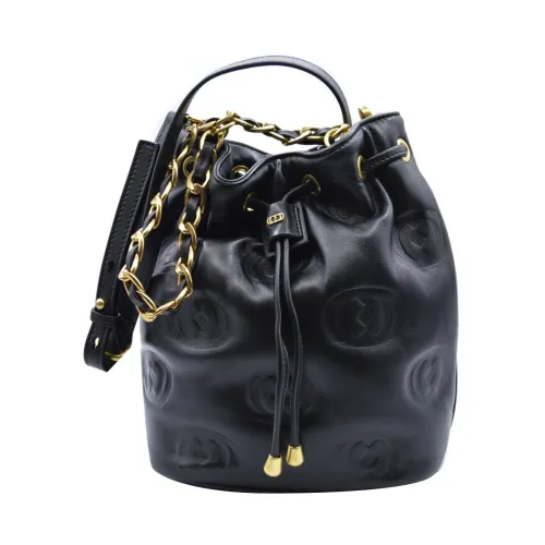 La Carrie , Black Bucket Bag with Iconic Logo ,Black female, Sizes: ONE SIZE