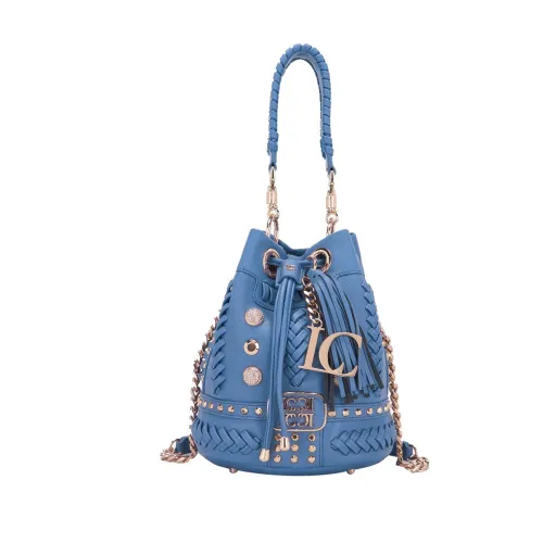 La Carrie , Blue Bucket Bag with Studs ,Blue female, Sizes: ONE SIZE