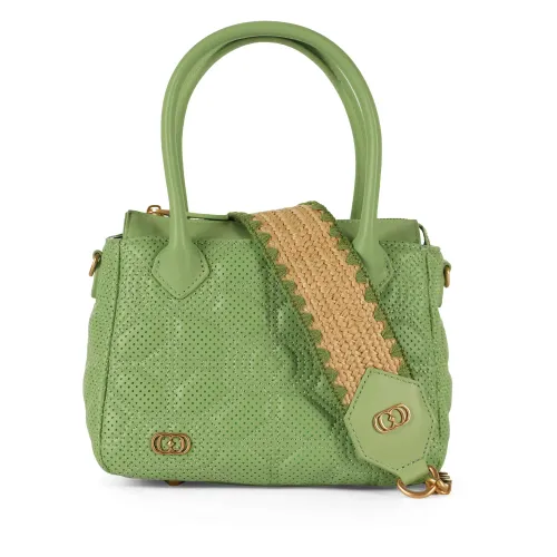 La Carrie , Small Leather Handbag with Zip Closure ,Green female, Sizes: ONE SIZE