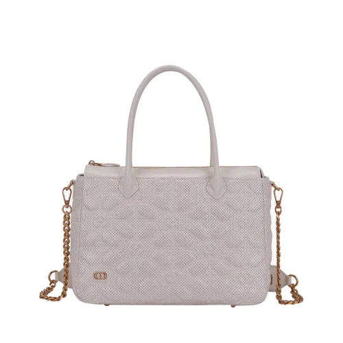 La Carrie , White Leather Shopper Bag ,White female, Sizes: ONE SIZE