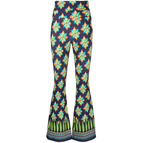 La DoubleJ , Multicolour Occhi Print Flared Meditation Trousers ,Multicolor female, Sizes: