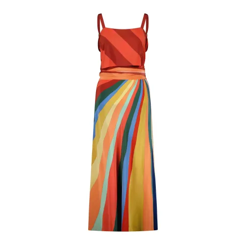La DoubleJ , Rainbow Silk Maxi Dress ,Multicolor female, Sizes: