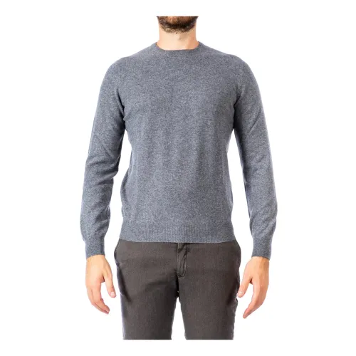 La Fileria , Cashmere Grey Mens Sweater ,Gray male, Sizes: