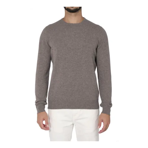 La Fileria , Mens Crew Neck Sweater Taupe ,Gray male, Sizes: