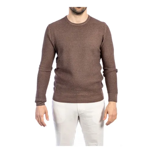 La Fileria , Mens Tortora Knit Sweater ,Brown male, Sizes: