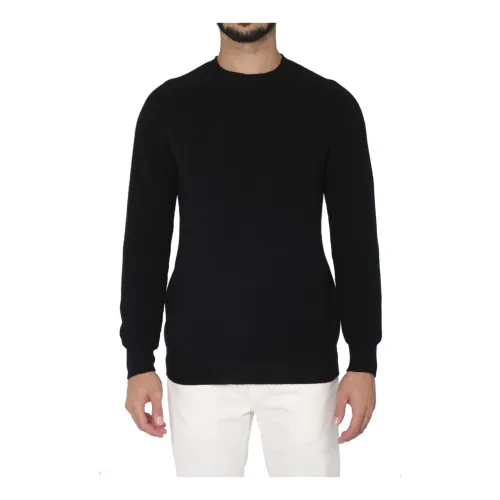 La Fileria , Rain Wool Mens Black Sweater ,Black male, Sizes: