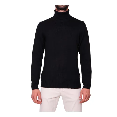 La Fileria , Smooth Turtleneck Mens Black Sweater ,Black male, Sizes: