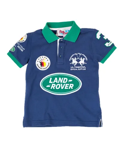 La Martina Boys Boy's short-sleeved polo shirt with contrast lapel collar 2KP027 - Blue Cotton
