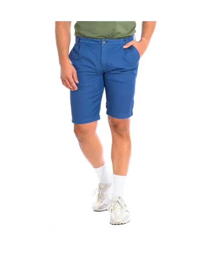 La Martina Mens Bermuda shorts with straight cut hem RMB008-TL257 men - Blue Linen