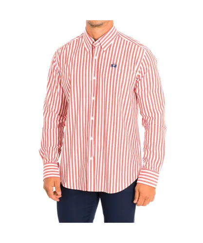 La Martina Mens Long Sleeve Shirt TMC016-PP569 - Red Cotton