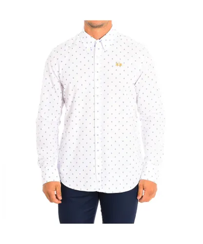 La Martina Mens Long Sleeve Shirt TMC021-PP572 - White Cotton