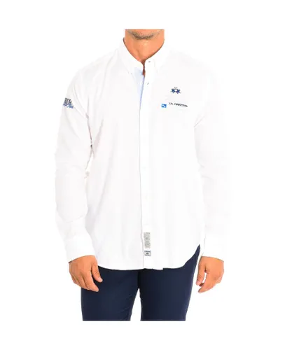 La Martina Mens Long Sleeve Shirt TMC600-OX077 - White Cotton
