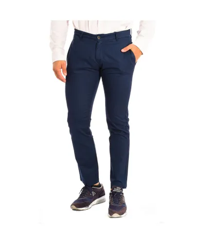 La Martina Mens Long trousers with straight cut and hems TMT014-TL121 for men - Blue Linen