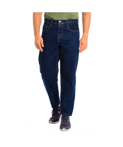 La Martina Mens Long trousers with straight cut hems and belt loops TMT010-DM069 man - Blue Cotton