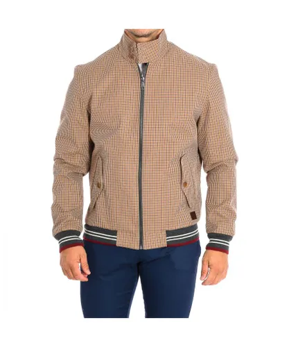 La Martina Mens Regular fit jacket with high collar and button closure TMO008-PP579 man - Brown Cotton