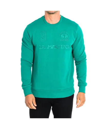 La Martina Mens round neck long sleeve sweatshirt TMF303-FP221 - Green Cotton