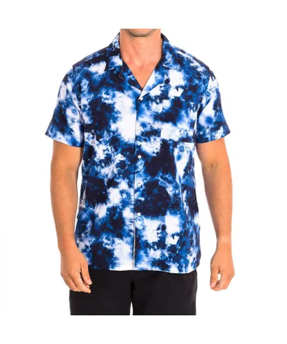 La Martina Mens Short Sleeve Shirt TMC023-PP574 man - Blue Cotton