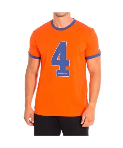 La Martina Mens Short Sleeve T-Shirt TMR312-JS206 - Orange Cotton