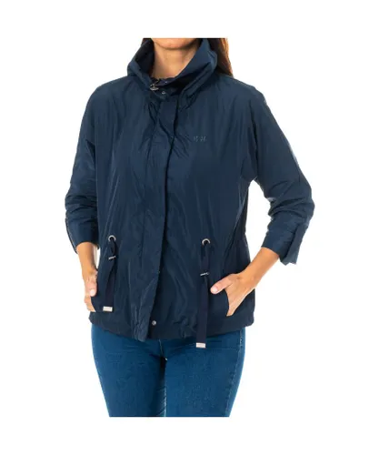 La Martina Womenss long-sleeved high-neck jacket with adjustable drawstring at mid-waist LWO004 - Blue