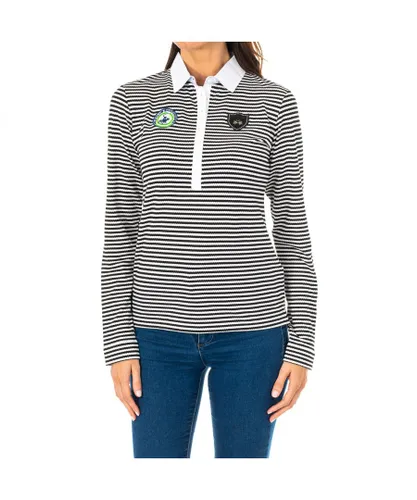 La Martina Womenss long-sleeved polo shirt with contrast lapel collar 2WPH66 - Multicolour