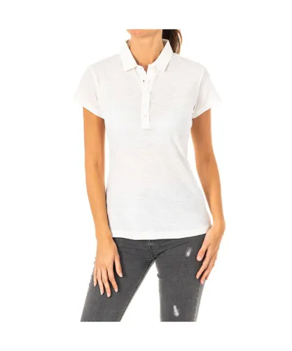 La Martina Womenss short-sleeved polo shirt with lapel collar LWP601 - White Cotton