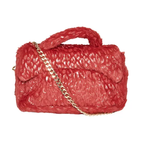 La Milanesa , Red Faux Fur Handbag ,Red female, Sizes: ONE SIZE