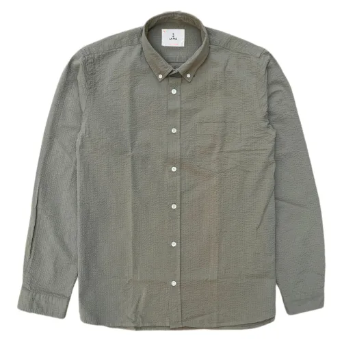La Paz , LA PAZ Branco Button Down Seerksucker Shirt Safari Khaki ,Gray male, Sizes: