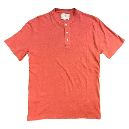 La Paz , LA PAZ Ribas Henley Spiced Coral T-Shirt ,Orange male, Sizes: