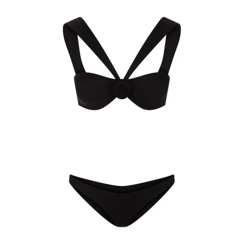 La Revêche , Black Floral Bikini Set ,Black female, Sizes: