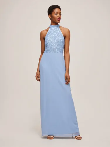 Lace & Beads Avalon Sequined Bodice Maxi Dress, Blue - Blue - Female