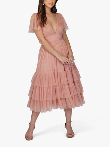 Lace & Beads Maddison Midi Dress - Pink - Female