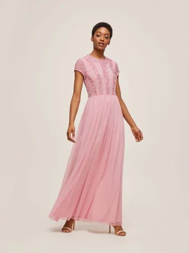 Lace & Beads Maha Embellished Bodice Maxi Dress - Mauve - Female