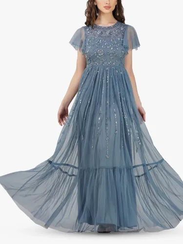 Lace & Beads Marly Embellished Maxi Dress - Dusty Blue - Female