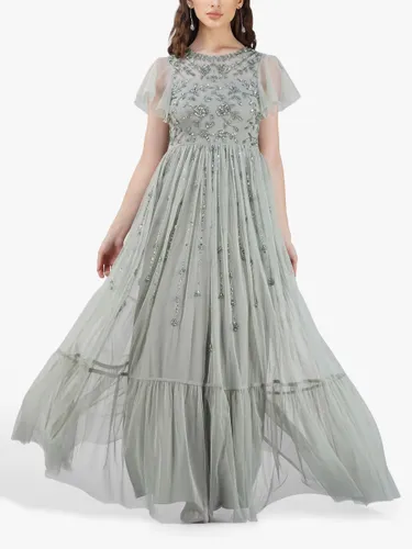 Lace & Beads Marly Embellished Maxi Dress - Sage - Female