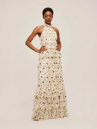 Lace & Beads Safa Star Print Maxi Dress - Ivory/Multi - Female