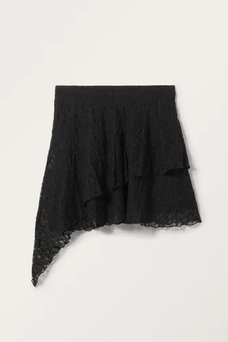 Lace Ruffle Mini Skirt - Black