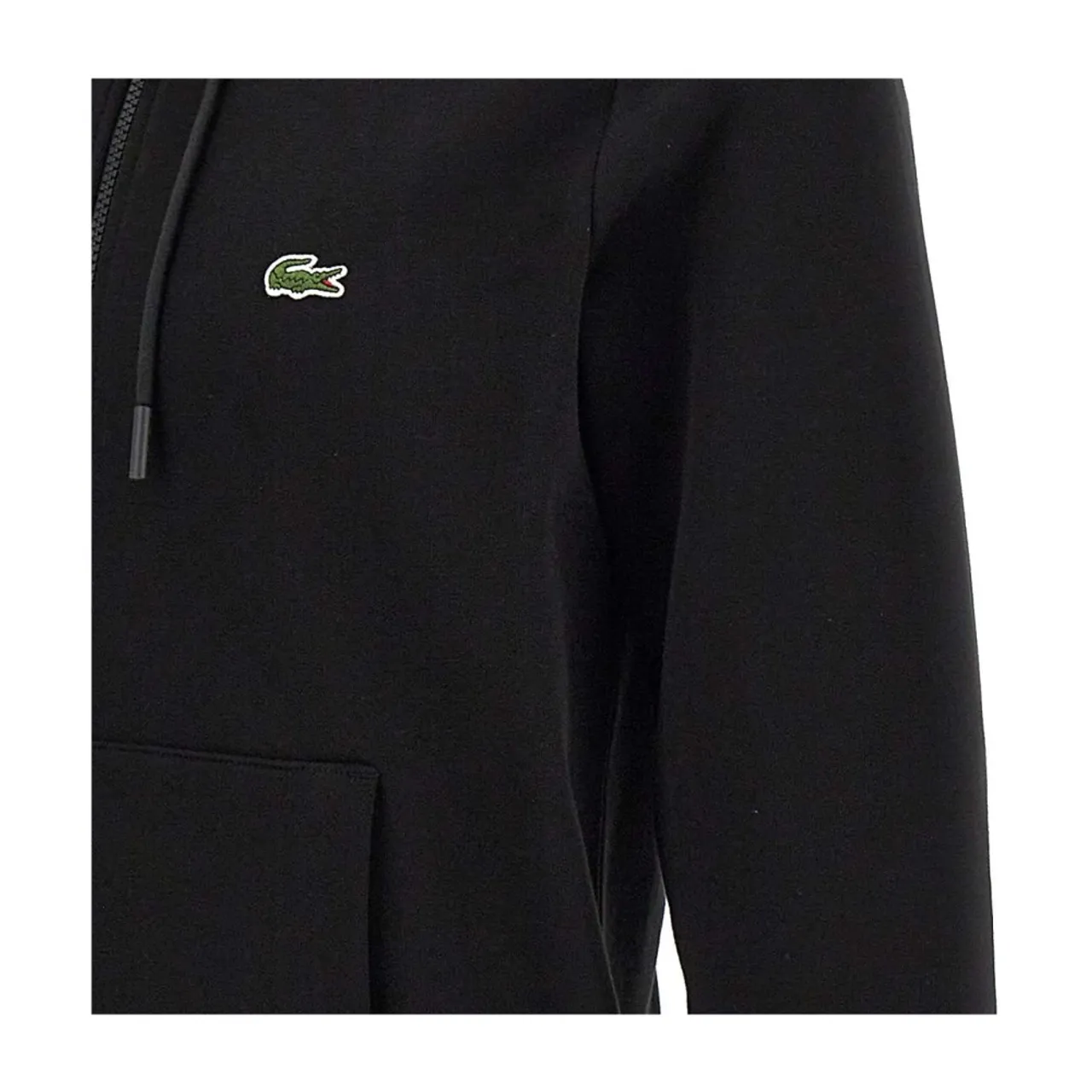 Lacoste , Black Cotton Zip Sweatshirt ,Black male, Sizes: