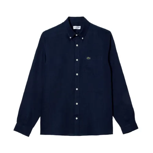 Lacoste , Blue Linen Shirt for Men ,Blue male, Sizes: