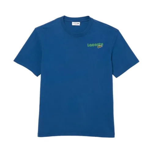Lacoste , Blue Washed Gradient T-shirt for Men ,Blue male, Sizes: