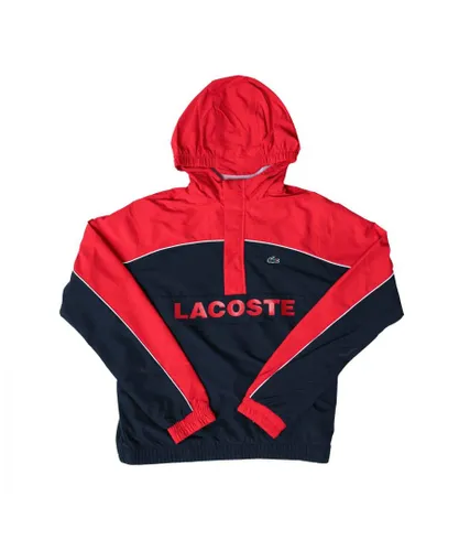 Lacoste Boys Boy's Junior Water-Repellent Windbreaker Jacket in Red navy