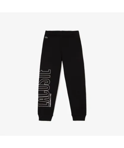 Lacoste Boys Boy's Kids Branded Track Pants in Black Cotton
