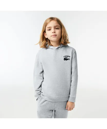 Lacoste Boys Boy's Printed Hooded Sweatshirt in Grey Cotton
