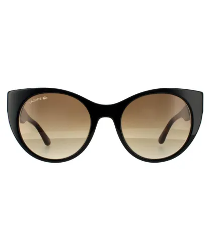 Lacoste Cat Eye Womens Black and Havana Brown Gradient Sunglasses - One