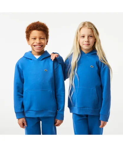 Lacoste Childrens Unisex Boy's Kids Organic Cotton Flannel Hoody in Blue