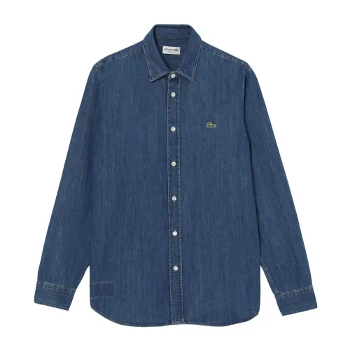 Lacoste , Cotton Denim Blue Shirt ,Blue male, Sizes: