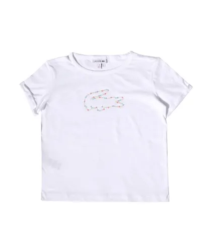 Lacoste Girls Girl's Junior Logo T-Shirt in White Cotton