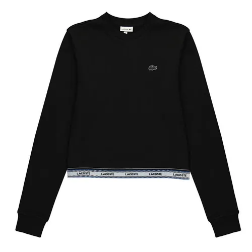 Lacoste Girl's Tape Fleece Crew Neck Sweatshirt - Black