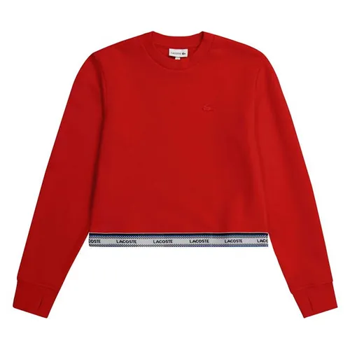Lacoste Girl's Tape Fleece Crew Neck Sweatshirt - Red